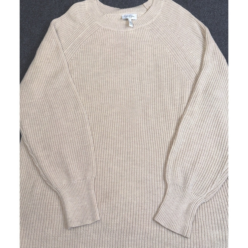 Jessica‎ Simpson Women's XXL Beige Knit Pullover Sweater Crewneck